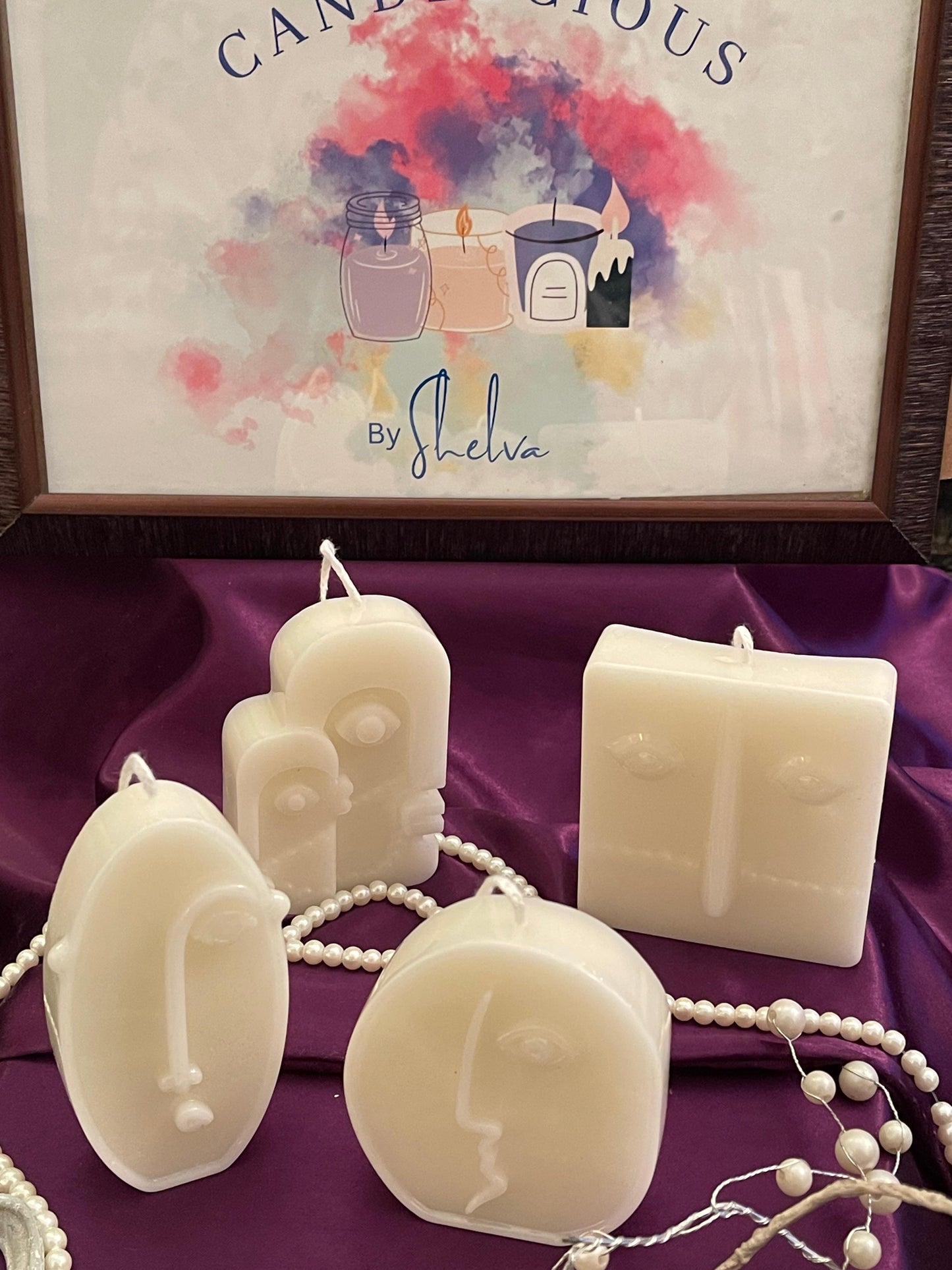 Abstract Face Art Candles – Sculpted Elegance Collection-Pack of 4